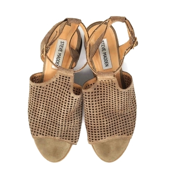 Steve Madden BARLOW 2" Block Heel Open Toe Ankle Booties Size 8.5M Brown - Picture 3 of 8